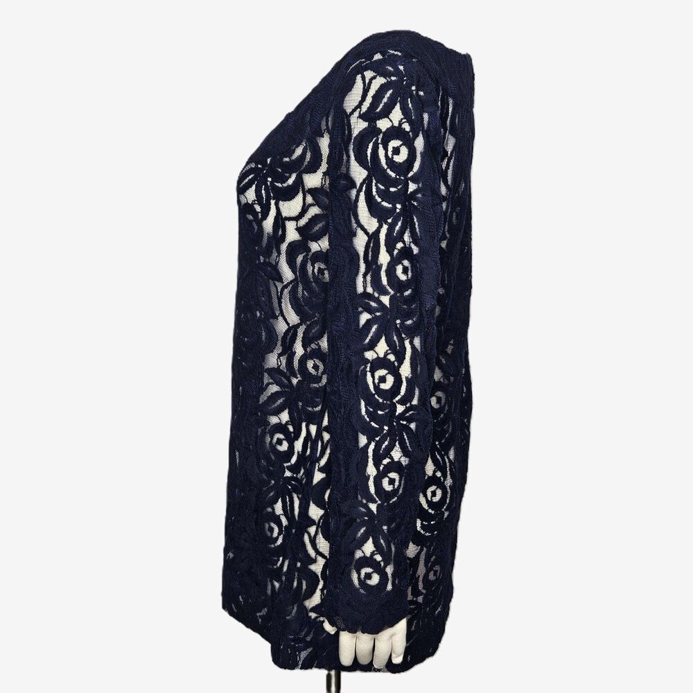 Soft Surroundings Womens Navy Blue Floral Lace Tunic Top Long Sleeve Medium - Picture 3 of 6
